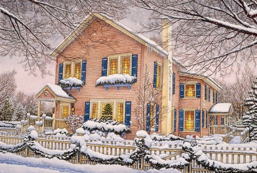 Solve The Cottage by Thelma Winter jigsaw puzzle online with 70 pieces