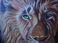 Lion - Oil on Canvas 16x20 - Brush - after Akiko Watanabe - AMZ 2011