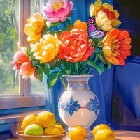 Flowers, Fruit and a Butterfly
