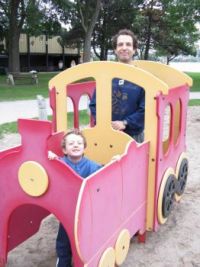 Me and daddy playing on a train