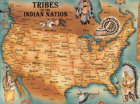 Map of Tribes of Indian Nations of North America