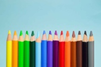 Colors in line against blue