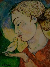 Girl with a bird