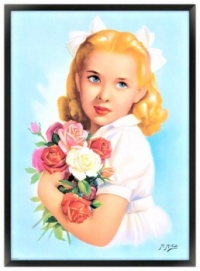 Themes Vintage illustrations/pictures - Girl with Roses