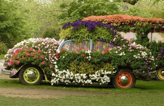 Vintage flowery car