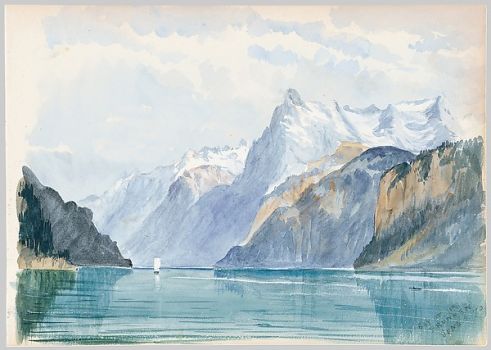 John Singer Sargent--Bay of Uri, Brunnen (from Switzerland 1870 Sketchbook), June 4, 1870