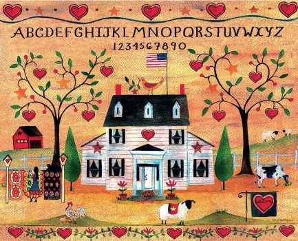 Solve folk art sampler jigsaw puzzle online with 80 pieces