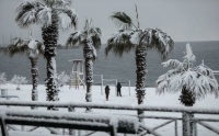 Snow at the beach - southern Athens, Greece