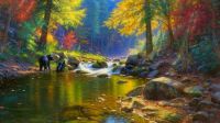 Colorful forest scene