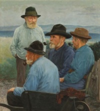 Valdemar Magaard (Danish, 1864–1937), Pipe-Smoking Fishermen in Conversation (1924)