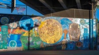 Chicano Park's colorful murals in the Barrio Logan sector of San Diego, USA