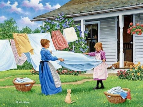 Solve Daughter helping mom with the laundry! jigsaw puzzle online with ...