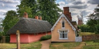 Pink cottage in Thaxted, Essex, England