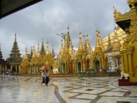Shrines at the Shwedagon, Yangon, Burma -  larger