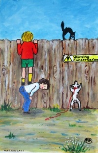 "Boys being nosey" original acrylic painting