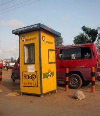 A telephone booth in Ghana ...