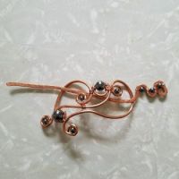 copper and hematite hair clip