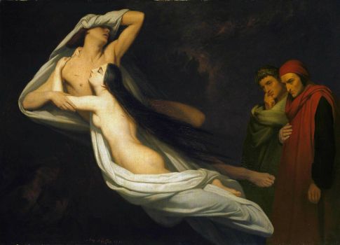 Ary Scheffer - The Figures Of Francesca Da Rimini And Paolo Da Verrucchio Appear To Dante And Virgil (1854)
