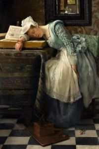 Laura Theresa Alma-Tadema, "World of Dreams"  First of Six on the  theme: Women Asleep At Their Work