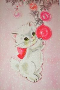 Christmas Kitten - Vintage Christmas Card (Dec16P46)