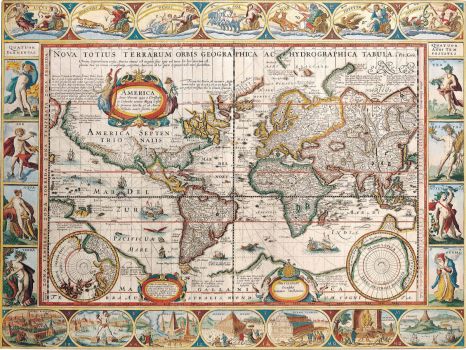 Solve Antique world map by Pieter van den Keere 17th century jigsaw ...