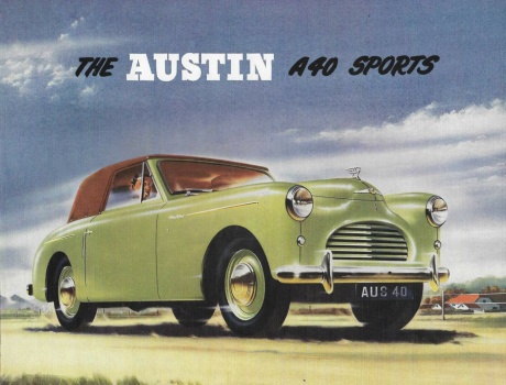 Austin A40 Sports 1951 brochure front page.