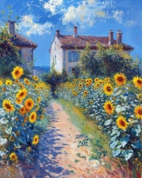 F. Abderrahim - Sunflower field next to a traditional village