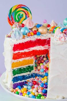 Rainbow Cake with Candy