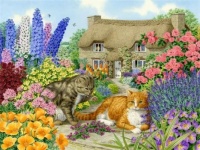 Seasonal Art - Summer - Cottage, Garden & Cats
