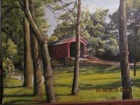 covered bridge painting
