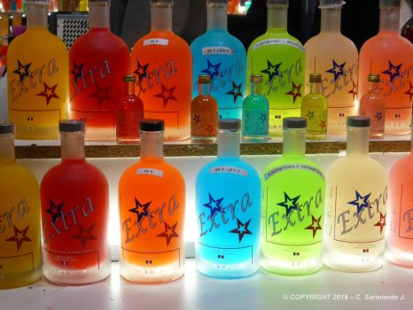 FRANCE – Paris – Paris International Agricultural Show  - Coloured cocktail bottles