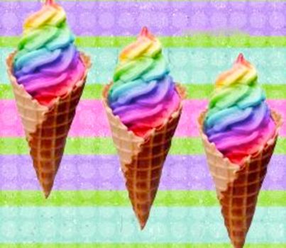 Yummy rainbow ice cream cones