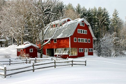 West Hill House Barn in snow