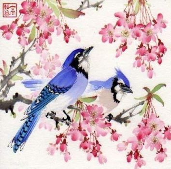 japanese art birds