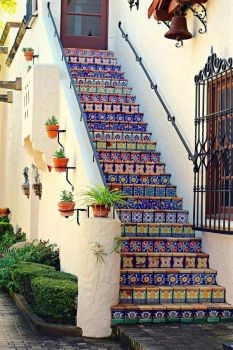 Outdoor Staircase With Colorful Mosaic Tiles