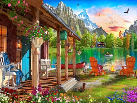 Solve Cabin by The Lake jigsaw puzzle online with 352 pieces