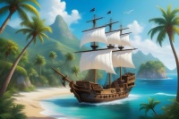 Pirate Ship on the Sea
