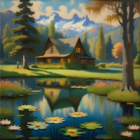Monet Bierstadt Yusamma Klimt  (Click "Solve puzzle" to see other piece options.)