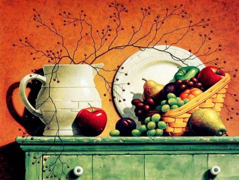 Basket of Fruit Painting