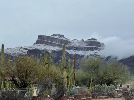 2-26-2023 Snow on Superstition Mountain Again, 5th Time This Winter