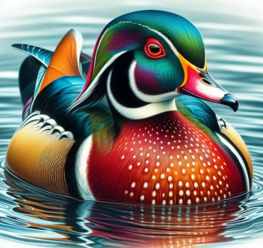 Solve a beautiful Wood Duck jigsaw puzzle online with 64 pieces