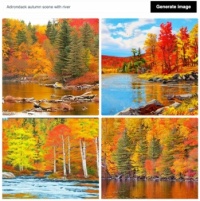 "AI"-generated images_2: "Adirondack autumn scene with river"