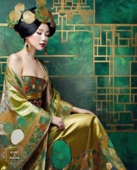 klimt inspired gold and green