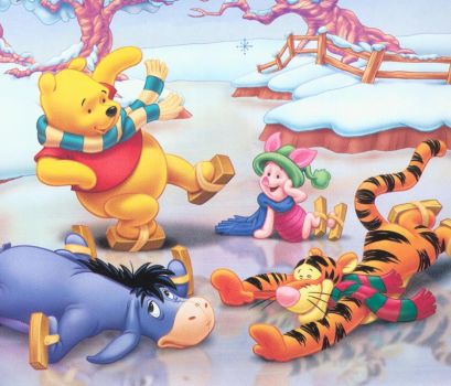 pooh and friends ice skating