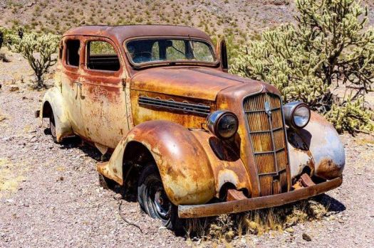Old car in the desert