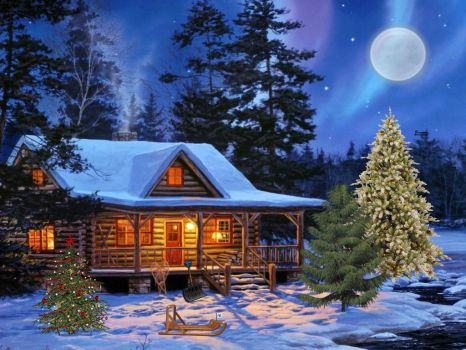 Solve Cozy Winter Cabin jigsaw puzzle online with 88 pieces