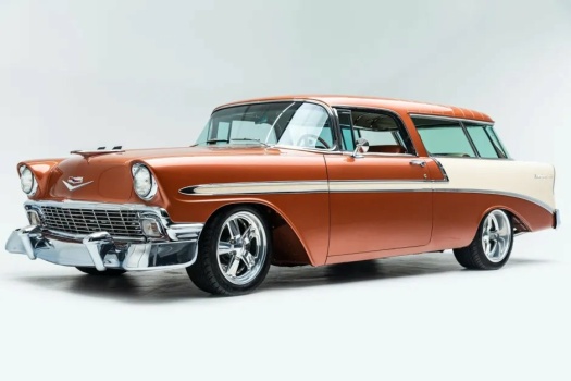 Modèle Réduit Chevrolet Bel Air Nomad 1956 - 1:18 - Bleu Et Blanc - KK Scale