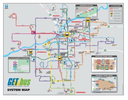 Solve Bus Route Map Bakersfield, CA jigsaw puzzle online with 594 pieces