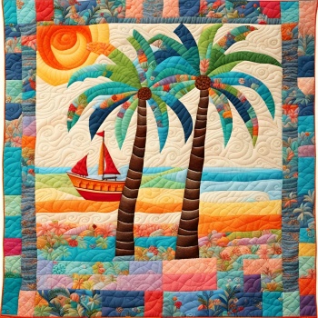 Solve Palm Trees Digital Quilt jigsaw puzzle online with 121 pieces