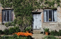 Tudor Cottage with Orange Flowers old windows (resize 12 to 204 pieces)